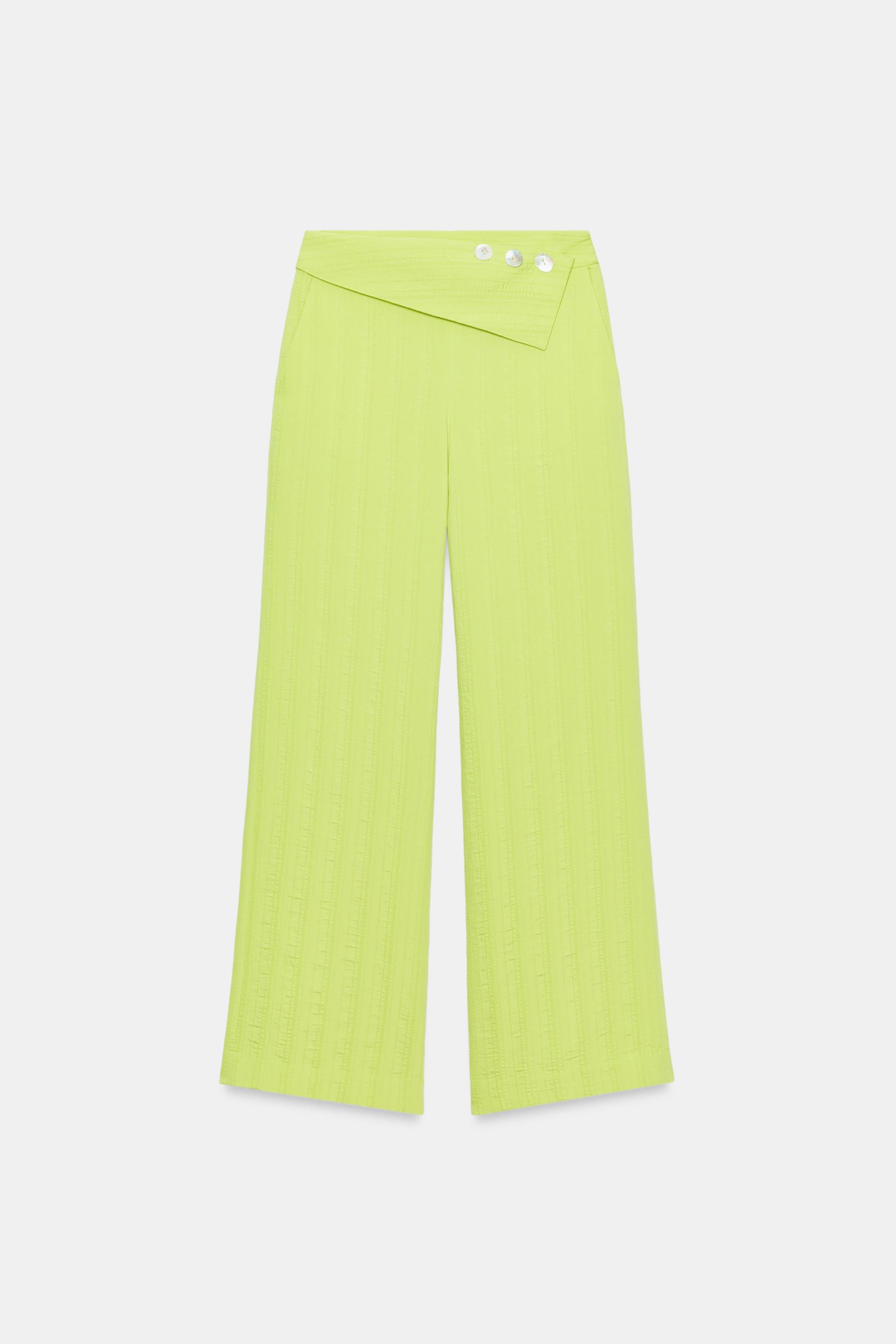 HIGH-WAISTED WIDE LEG PANTS WITH FLAP